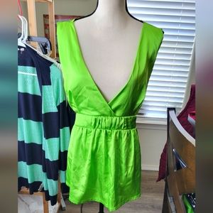 Women's plus size 3X bright green satin look.